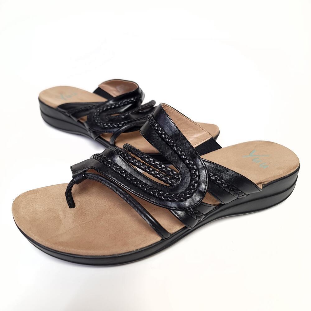 Yuu Black Sandals Slip On Flip Flop Slide Sandal Shoe Size 10 Womens​​